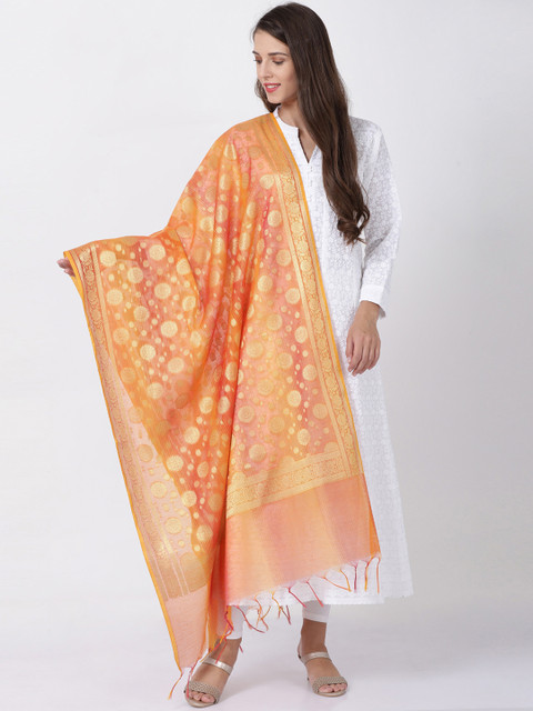

Soch Peach-Coloured Printed Dupatta