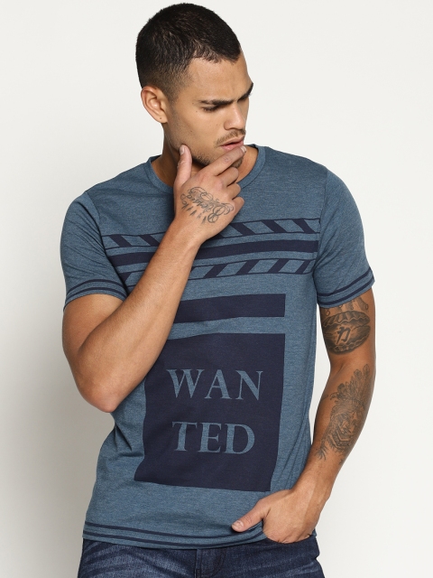 

IMPACKT Men Navy Blue Printed Round Neck T-shirt