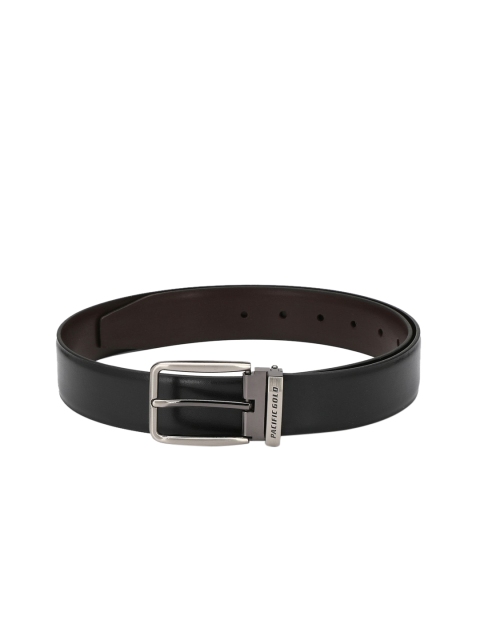 

Pacific Gold Men Coffee Brown & Black Solid Reversible Belt