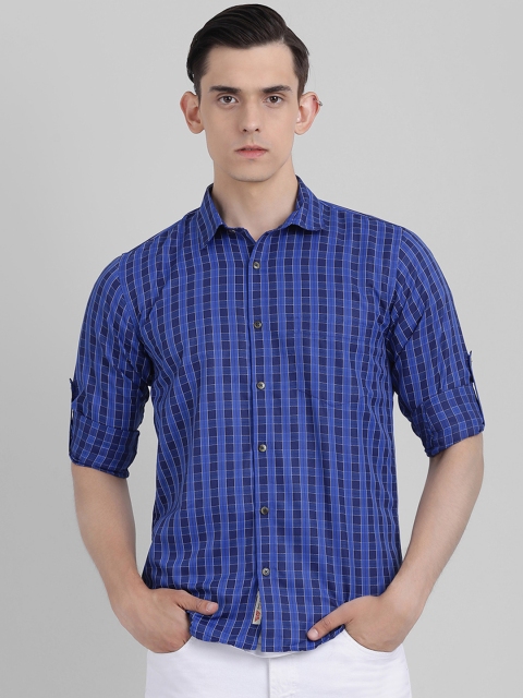 

Being Fab Men Blue Slim Fit Checked Casual Shirt