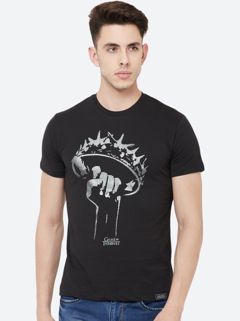 

Free Authority Men Black Game Of Thrones Printed Round Neck T-Shirt