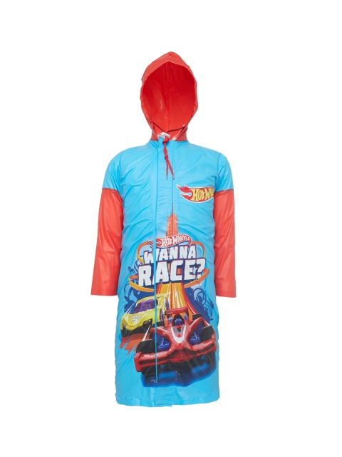 

Zeel Boys Blue & Red Printed Rain Jacket with Pouch