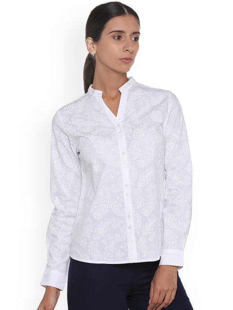 

Van Heusen Woman White Regular Fit Printed Casual Shirt