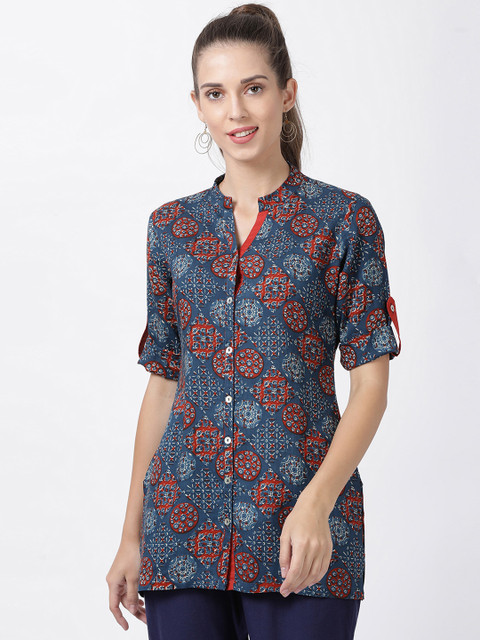 

Soch Women Blue & Red Printed Tunic