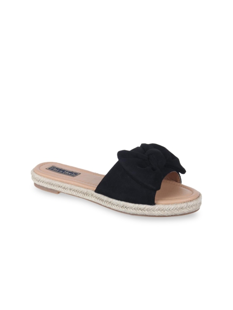 

Flat n Heels Women Black Solid Suede Open Toe Flats