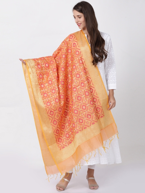

Soch Orange & Pink Printed Dupatta