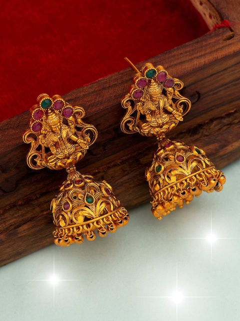 

Voylla Women Gold-Toned Brass-Plated Classic Jhumkas