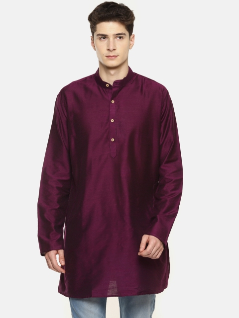

TATTVA Men Burgundy Solid Straight Kurta