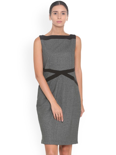 

Van Heusen Woman Women Black Self Design Sheath Dress