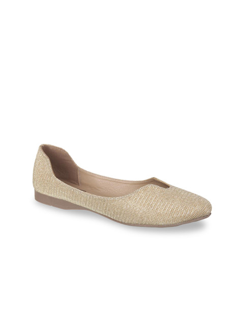 

Flat n Heels Women Gold-Coloured Textured Ballerinas