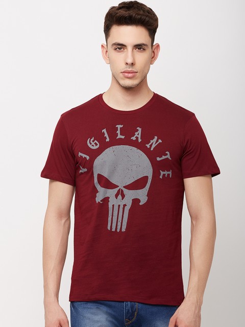 

Free Authority Men Maroon Punisher Printed Round Neck T-Shirt