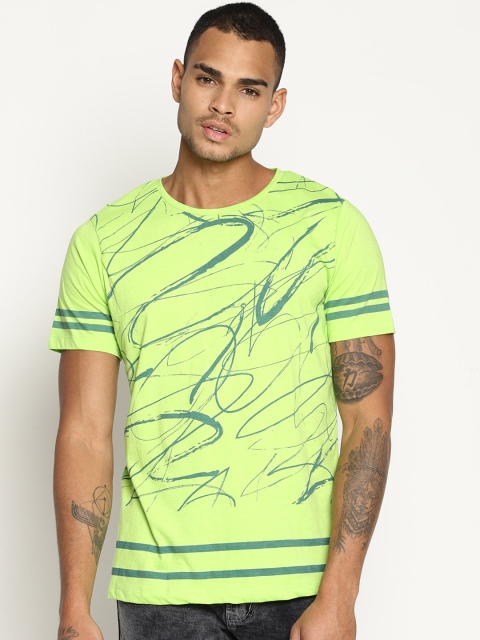 

IMPACKT Men Lime Green Printed Round Neck T-shirt