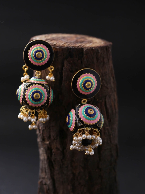 

Shoshaa Gold-Plated Multicoloured Spherical Drop Earrings, Multi