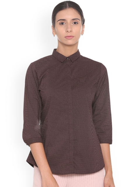 

Van Heusen Woman Maroon Regular Fit Printed Casual Shirt
