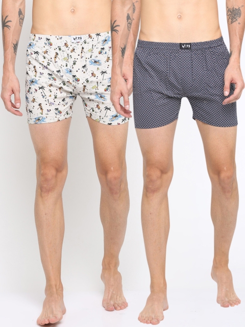 

WITH Men Pack of 2 Printed Boxers WB37-WB38, White