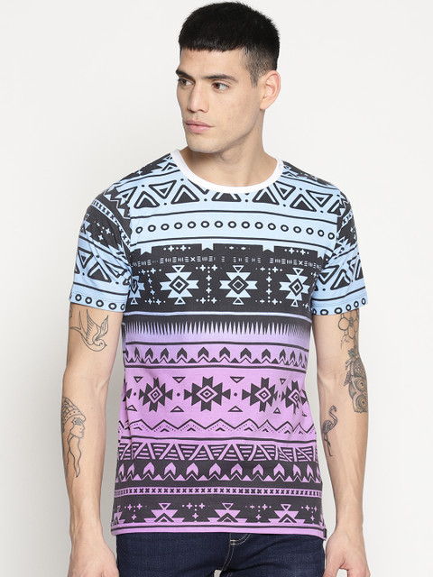 

IMPACKT Men Blue Printed Round Neck T-shirt