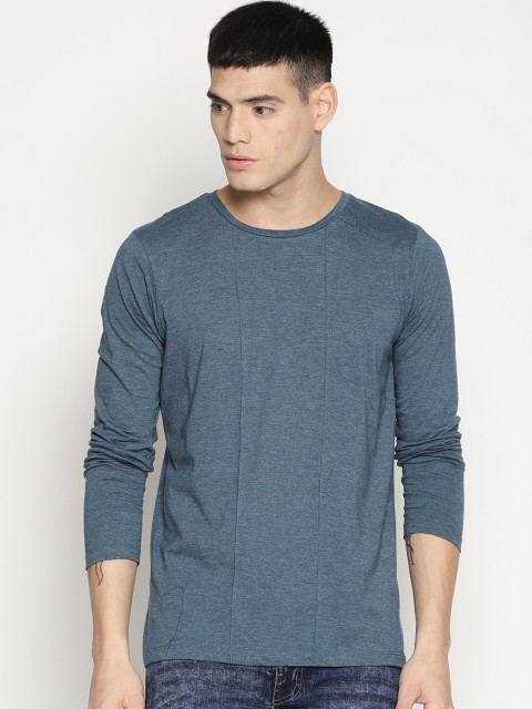 

IMPACKT Men Navy Blue Solid Round Neck T-shirt