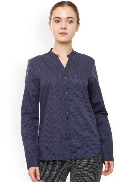 

Van Heusen Woman Navy Blue Regular Fit Solid Casual Shirt