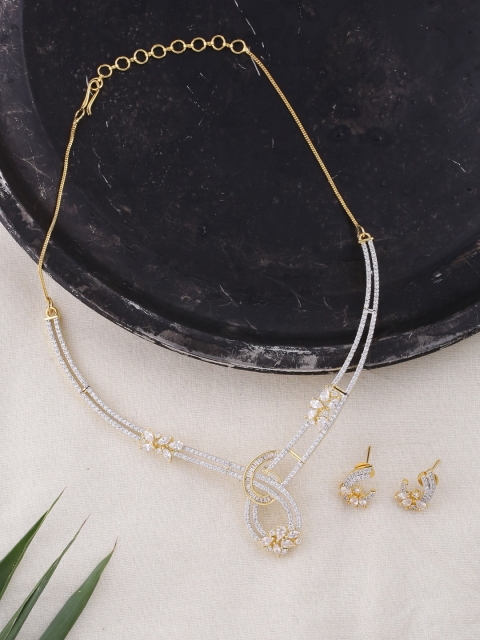 

Voylla Women Gold-Plated & White CZ-Studded Jewellery Set