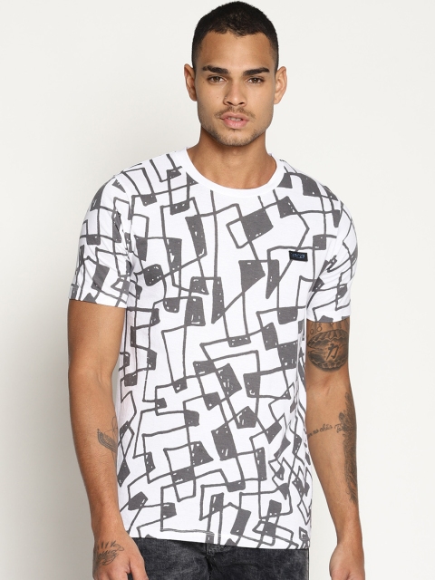 

IMPACKT Men White & Grey Printed Round Neck T-shirt