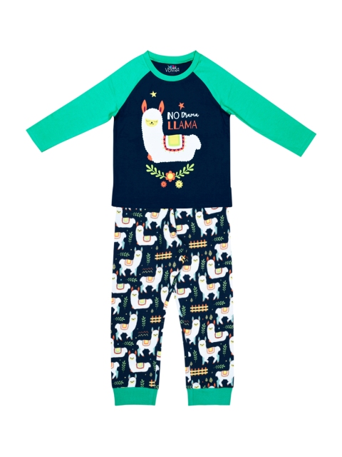 

ventra Girls Blue & Green Printed Night Suit VNT-5001498-1011
