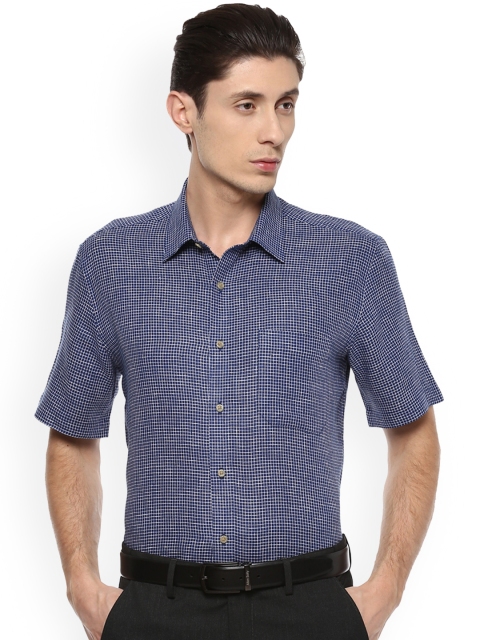

Louis Philippe Men Blue Slim Fit Checked Formal Shirt