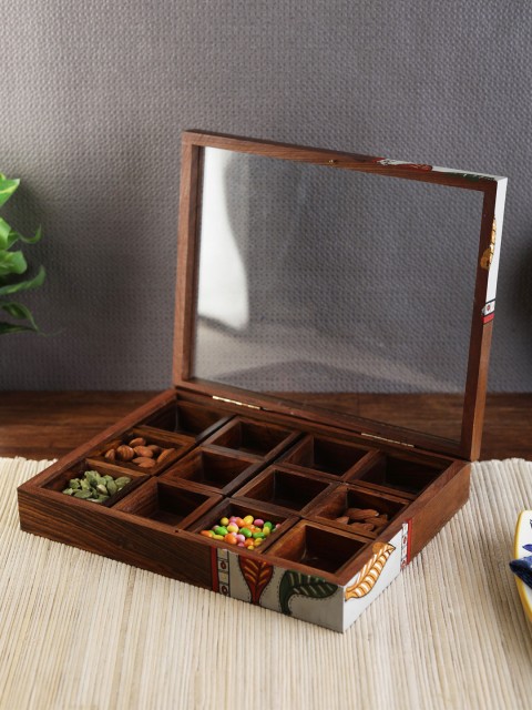 

VarEesha Brown Mango Wood Box with 12 Partitions