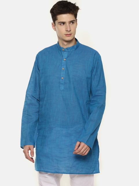 

TATTVA Men Blue Solid Straight Kurta
