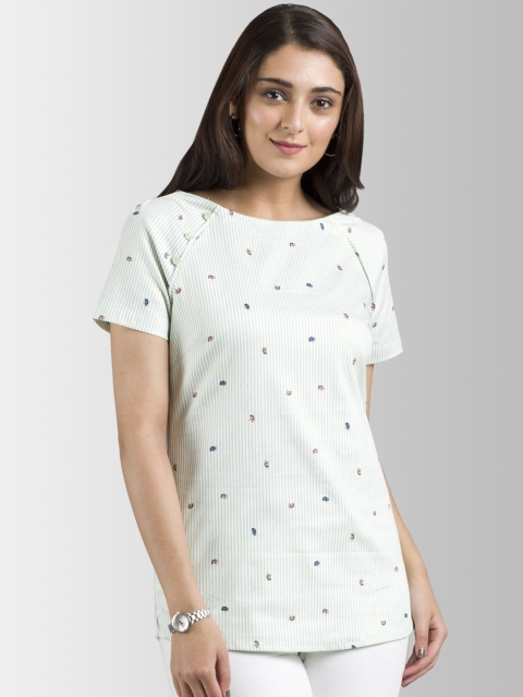 

FableStreet Women Green Striped Top