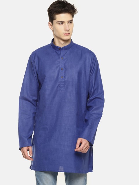 

TATTVA Men Blue Solid Straight Kurta