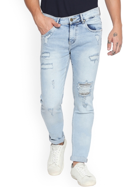 

BOLTS and BARRELS Men Blue Slim Fit Low-Rise Highly Distressed Stretchable Jeans