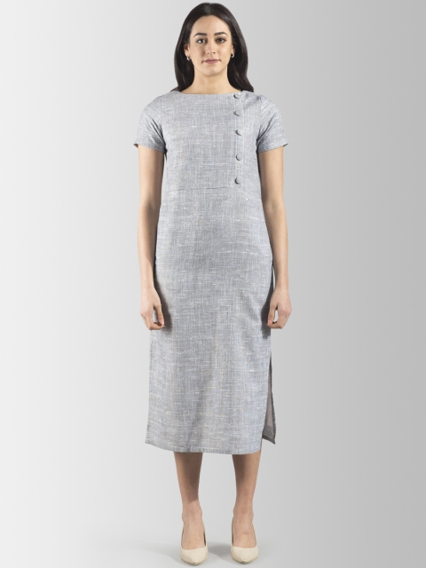 

FableStreet Women Grey Solid Sheath Dress