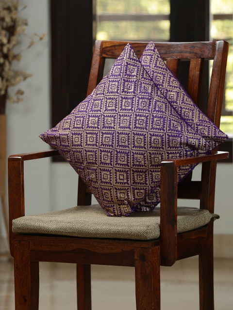 

ExclusiveLane Purple Set of 2 Ethnic Motifs Square Cushion Covers