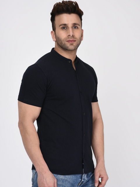 

WILD WEST Men Navy Blue Regular Fit Solid Casual Shirt