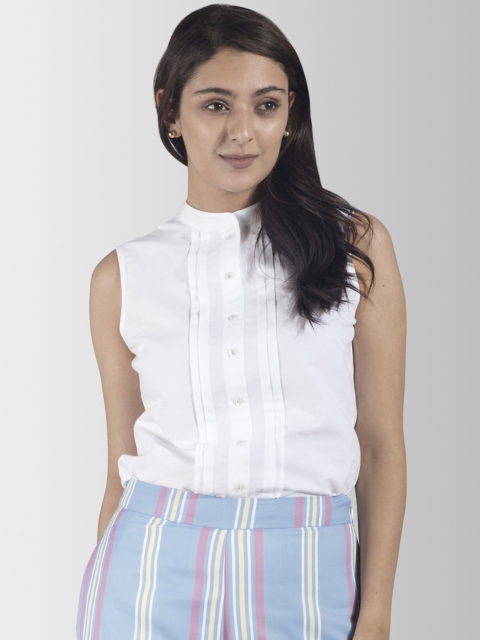 

FableStreet Women White Skinny Fit Solid Casual Shirt