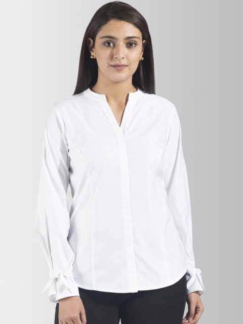 

FableStreet Women White Regular Fit Solid Casual Shirt