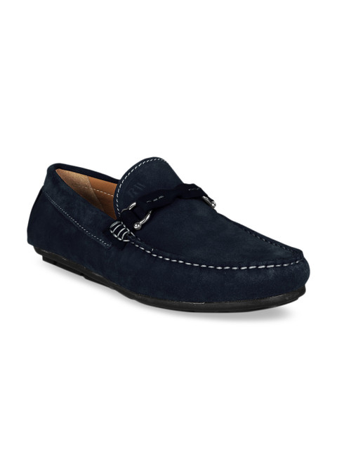 

RAPAWALK Men Navy Blue Standard Width Suede Loafers