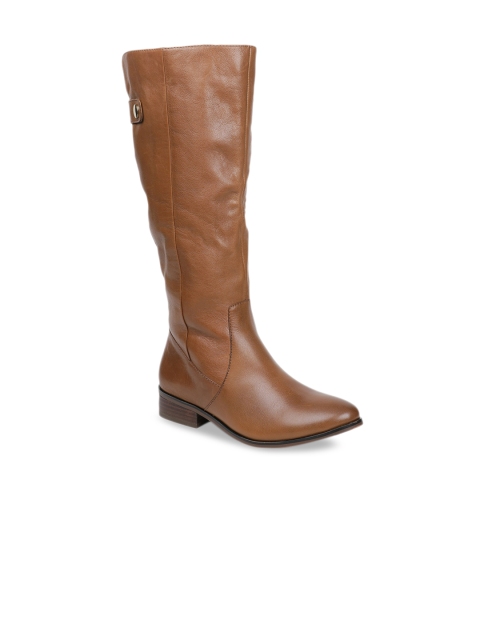 

ALDO Women Brown Solid Leather Heeled Boots
