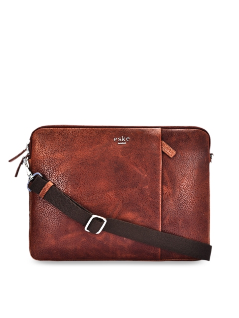 

Eske Men Brown Textured Leather Laptop Sleeve