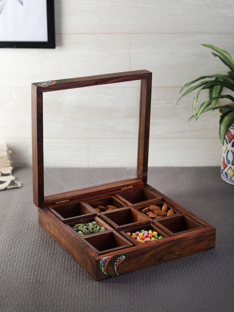 

VarEesha Brown Mango Wood Box with 9 Partitions