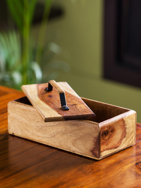 

ExclusiveLane Brown Sheesham Wood Handcrafted Jewellery Organiser