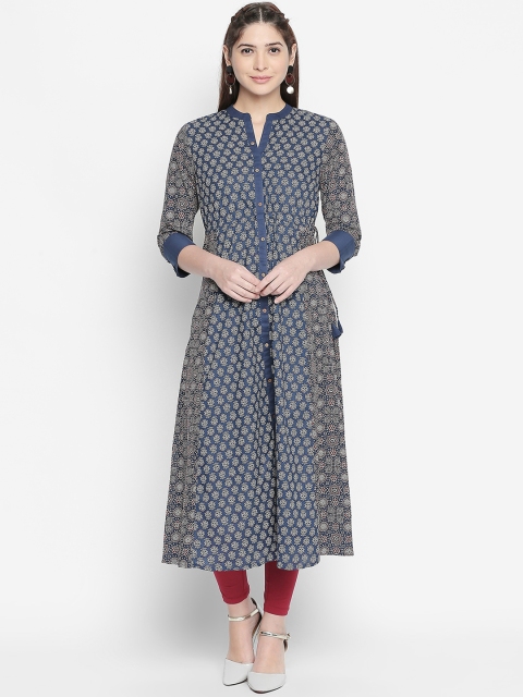 

RANGMANCH BY PANTALOONS Women Blue Printed A-Line Kurta