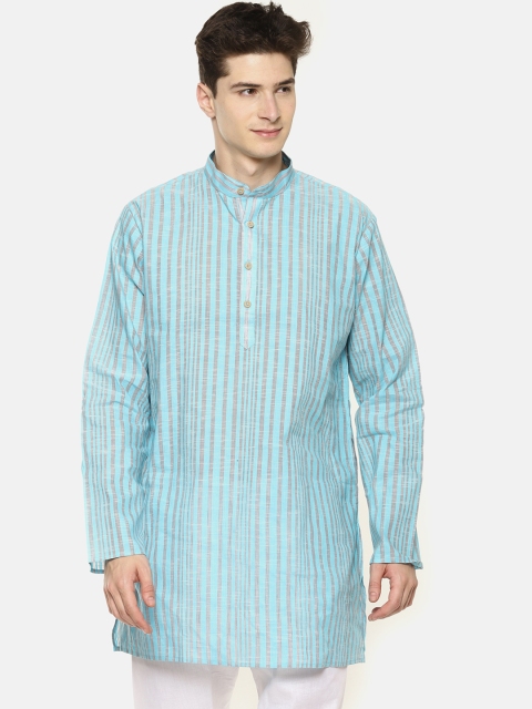 

TATTVA Men Blue & Grey Striped Straight Kurta
