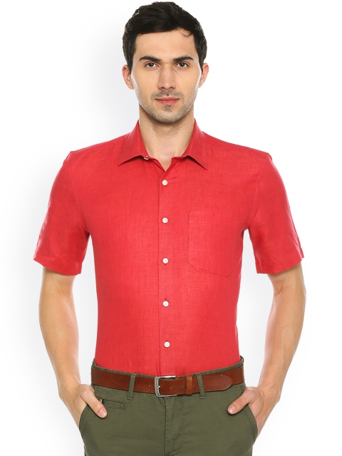 

Louis Philippe Men Red Slim Fit Solid Linen Casual Shirt