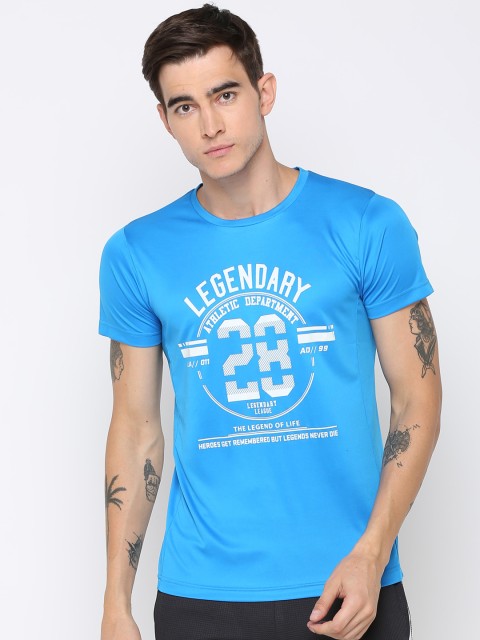 

PERFKT-U Men Blue Printed Round Neck T-shirt