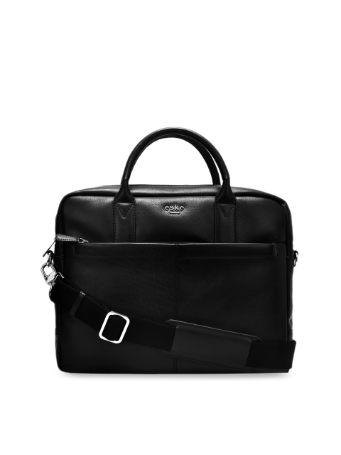 

Eske Men Black Solid Leather Laptop Bag