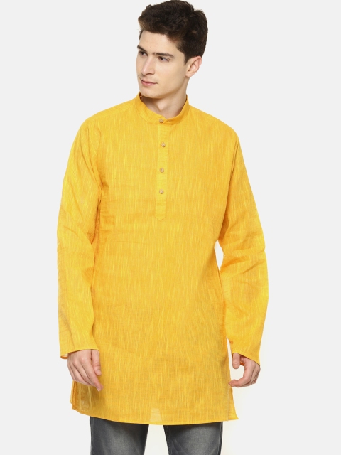 

TATTVA Men Yellow Solid Straight Kurta