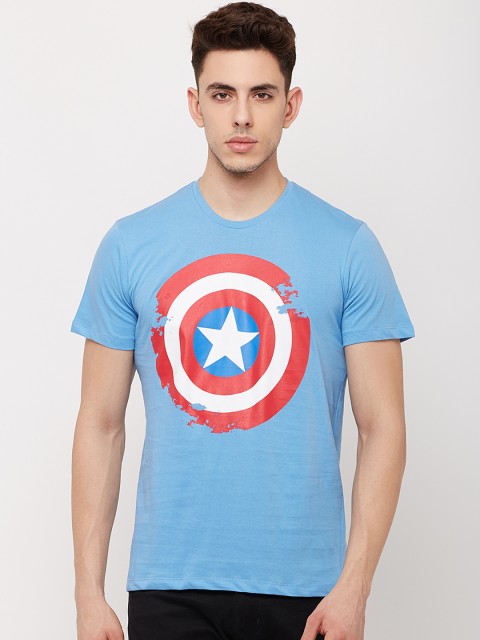 

Free Authority Men Blue Captain America Printed Round Neck T-Shirt
