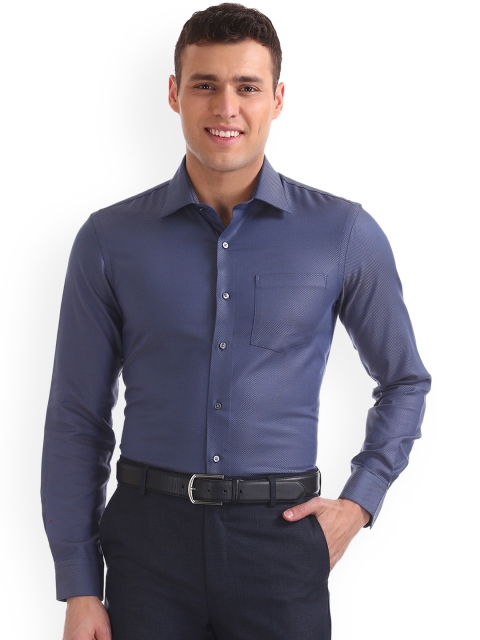

Arrow Men Blue & Grey Slim Fit Self Design Formal Shirt