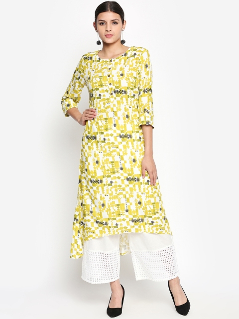 

RANGMANCH BY PANTALOONS Women Yellow Printed A-Line Kurta
